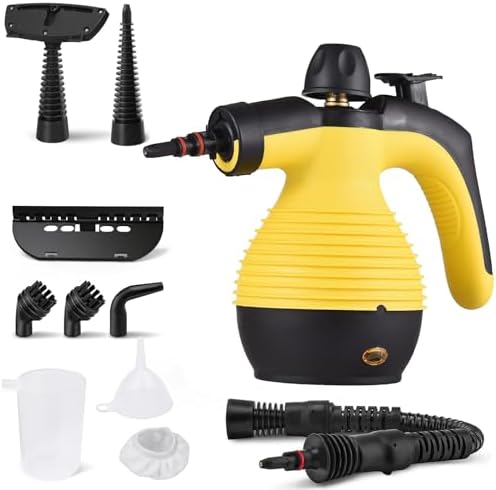 Docreate Handheld Steam Cleaner with 9 PCS Accessory Kit Yellow