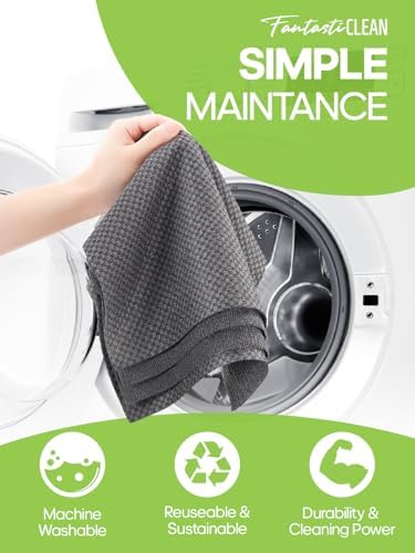 Fantasticlean Large Tear-Away Microfiber Cloth Roll 18 x 12 24 Sheets DimGrey