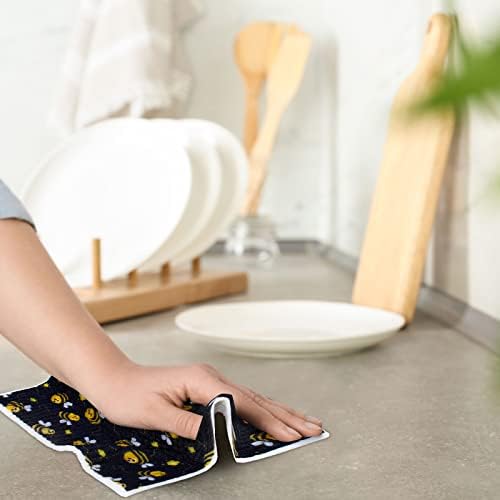 Whaline Bee Dish Cloths 6 Pack Yellow Black Hand Drying Tea Towels