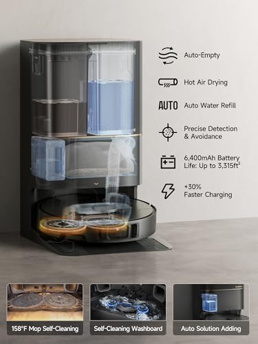 DREAME X40 Ultra Robotic Vacuum with Removable Mop and Liftable Brushes