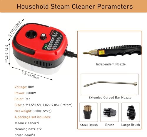 INTSUPERMAI High Temp Steam Cleaner with 3 Brush Heads