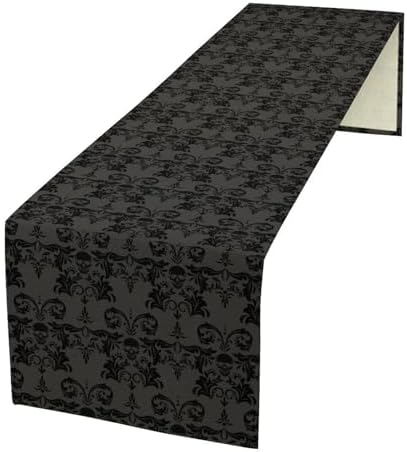 Black Skeleton Table Runner Victorian Gothic Floral Design
