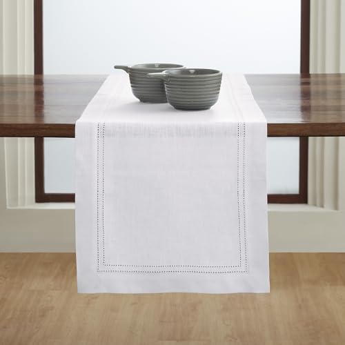 Solino Home Linen White Table Runner 72 Inches Long