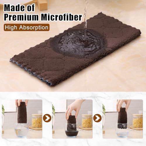 Mordimy 12 Pack Dish Towels 10x10 Dark Grey Brown