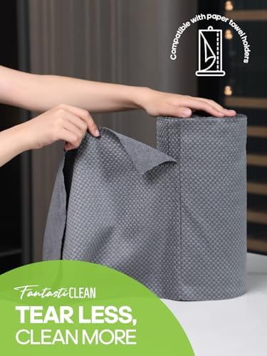 Fantasticlean Large Tear-Away Microfiber Cloth Roll 18 x 12 24 Sheets DimGrey