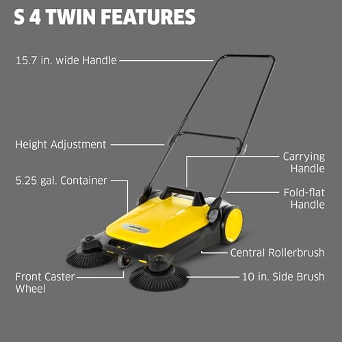 Krcher S 4 Twin Push Sweeper - 268 Inch Width 5 Gallon Capacity