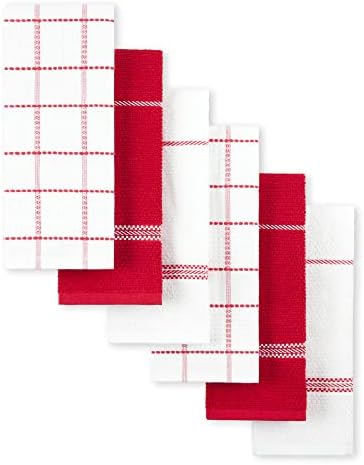 Martha Stewart Modern Waffle Kitchen Towel Set 6-Pack Red