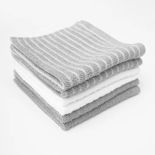 Ritz Horizontal Stripe Bar Mop Cloth Set Gray 6 Piece