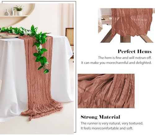 6 Pack Dusty Pink Cheesecloth Table Runners 10 Ft