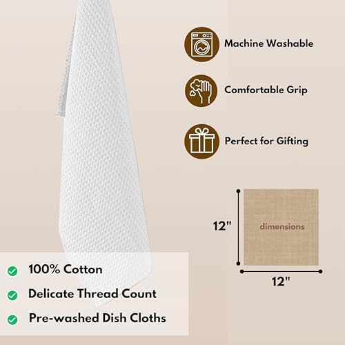 Native Fab Waffle Dish Cloths 18 Pack - 12x12 White