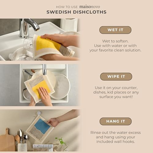 MaisoNovo Swedish Dishcloths - Reusable Paper Towels - Pack of 2