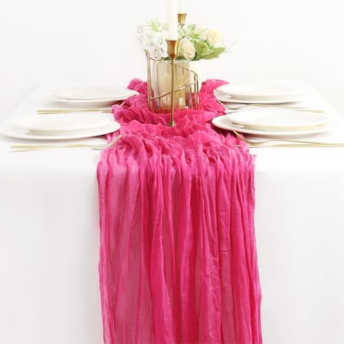 Hot Pink Cheesecloth Table Runner 10ft Boho Design