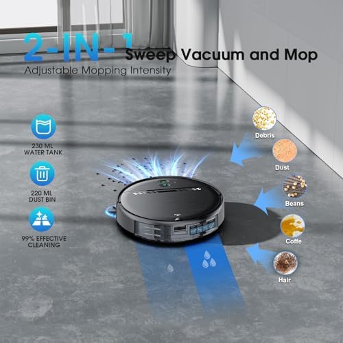 SHELIKI Robot Vacuum and Mop 2-in-1 Cleaner