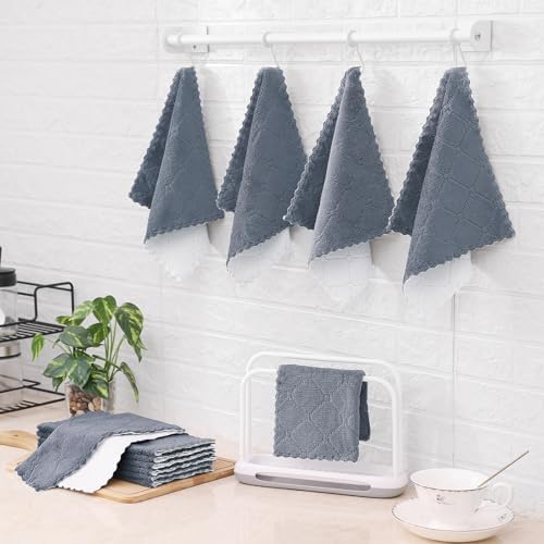 Mordimy 12-Pack Kitchen Cloths Dish Towels 10x10 Dark Grey White