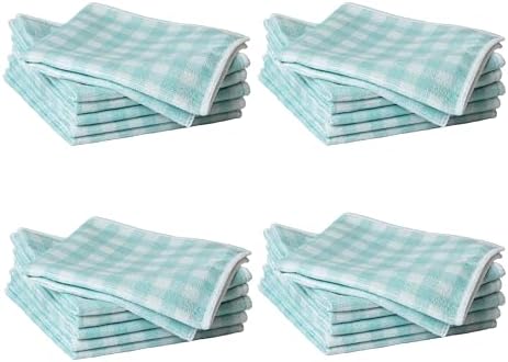 Martha Stewart Microfiber Cleaning Cloths 11 Inches Teal Gingham 24 Count