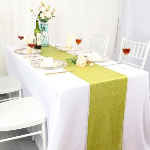 DUOBAO 12x108 Sequin Table Runner - Sparkly Lime Green Decor