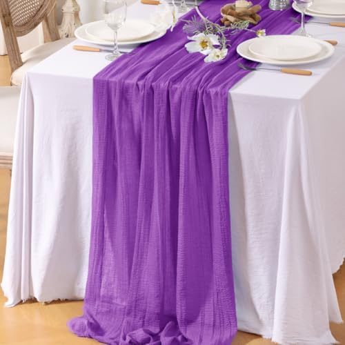 Santaben Purple Cheese Cloth Table Runner 120 Inch