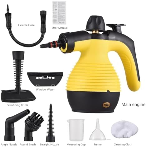 Docreate Handheld Steam Cleaner with 9 PCS Accessory Kit Yellow