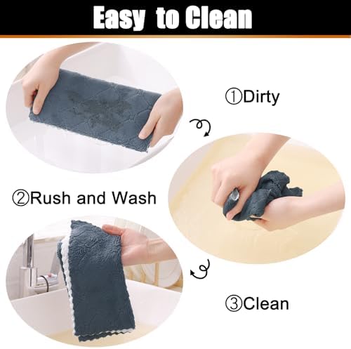 Mordimy 12-Pack Kitchen Cloths Dish Towels 10x10 Dark Grey White
