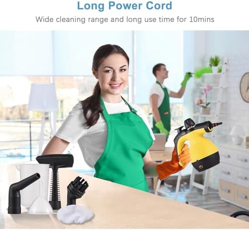 Docreate Handheld Steam Cleaner with 9 PCS Accessory Kit Yellow