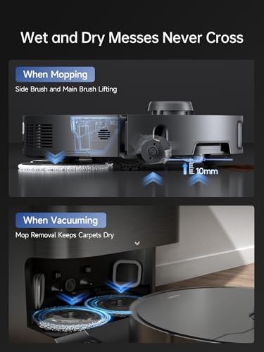 DREAME X40 Ultra Robotic Vacuum with Removable Mop and Liftable Brushes