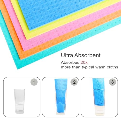 AMOUR INFINI 8-Pack Swedish Dishcloth - No Odor Reusable Absorbent