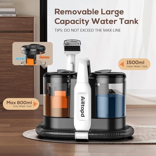 Ailltopd Portable Carpet Spot Cleaner with Dual Brush Heads 1