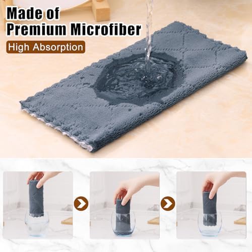 Mordimy 12-Pack Kitchen Cloths Dish Towels 10x10 Dark Grey White