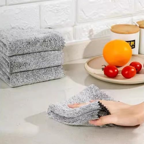 20 Pack Reusable Dish Cloths Soft Coral Fleece Nonstick Microfiber