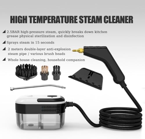 Handheld Steam Cleaner with 3 Brush Heads and 25Bar Pressure