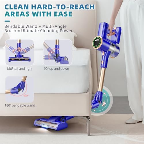 Cordless Vacuum Cleaner with 180 Bendable Wand and Touch Screen