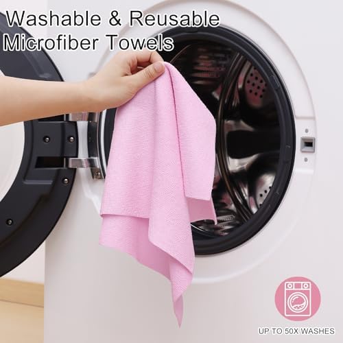 Homaxy Tear Away Dish Cloths Rolls 40 Sheets Pink