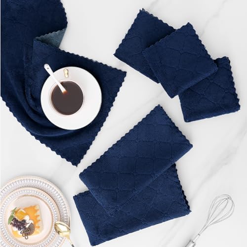 Mordimy 24 Pack Dish Towels 10x10 Dark Grey Navy Blue