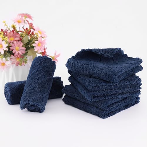 Homaxy 24 Pack Dish Cloths Navy Blue 10x10 Inches