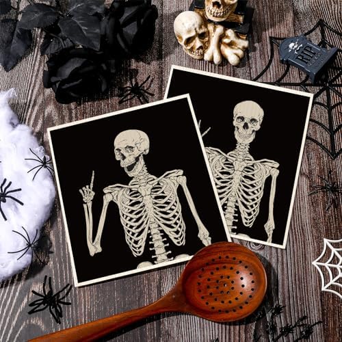 Whaline 4Pcs Halloween Skeleton Dishcloth Set