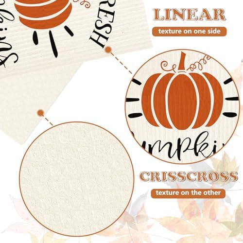 Swedish Kitchen Dishcloth Set 4Pcs 7x8 Inch Fall Themed