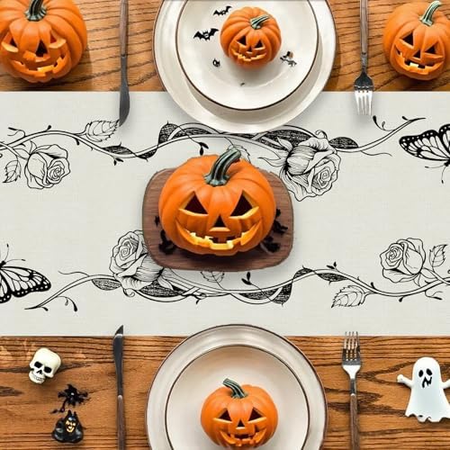 GPGHE Halloween Table Runner Gothic Skull Design 13x72 Inch