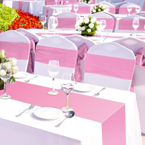 12 Pack Pink Plastic Table Runners 14x108in Wedding Decor