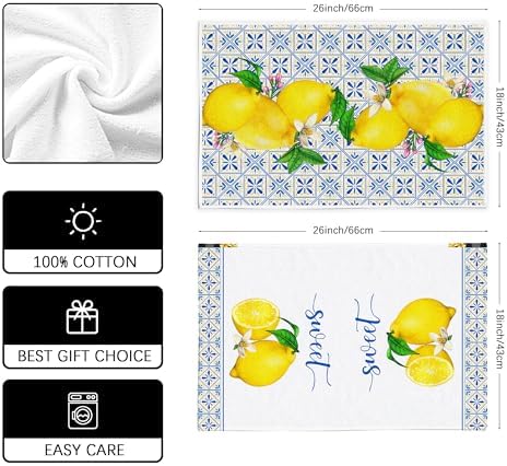 Lemon Pattern Dish Towels for Kitchen Use
