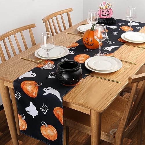 Halloween Table Runner Black Ghost Pumpkin Decor