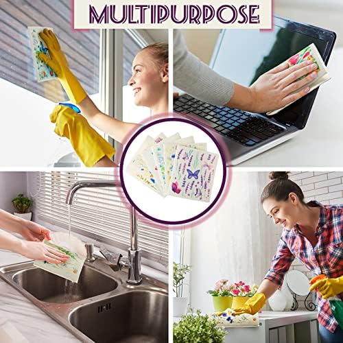 CHENGU Wildflower Dish Cloths 6 Pcs Reusable Kitchen Towels