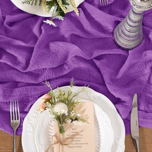 Santaben Purple Cheese Cloth Table Runner 120 Inch