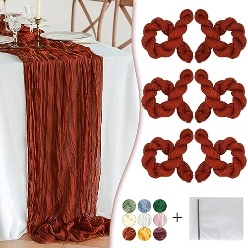 Waligoy Terracotta Cheesecloth Table Runner 6 Pack 35 Inches Long