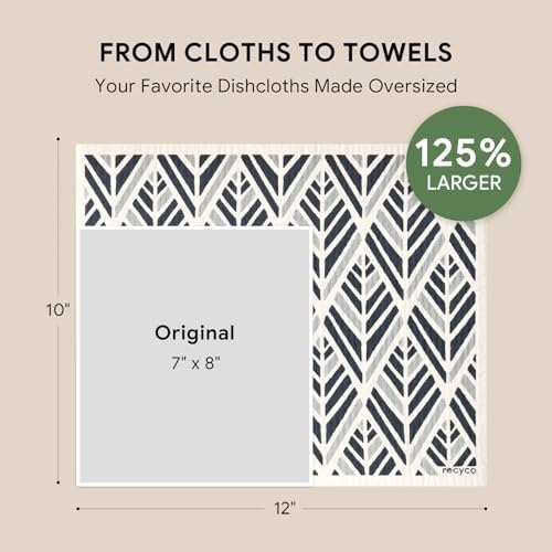 RECYCO 4-Pack Oversized Swedish Dishcloths for Kitchen