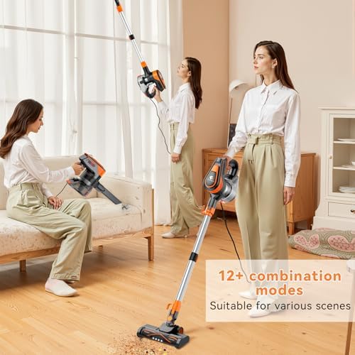 23ft Corded Vacuum Cleaner with 600W Power and 20Kpa Suction