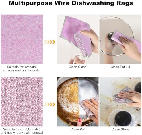 10pcs Non Scratch Metal Wire Dishcloth for Kitchen
