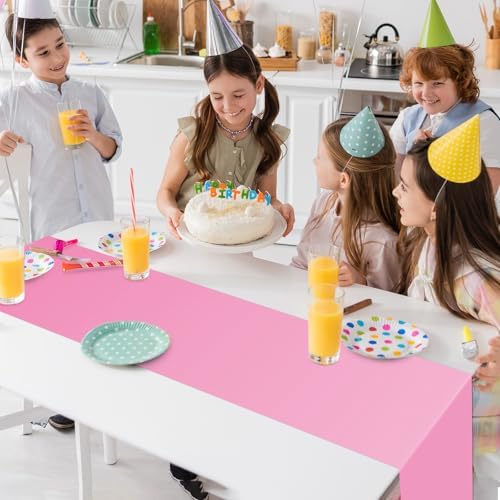 12 Pack Pink Plastic Table Runners 14x108in Wedding Decor