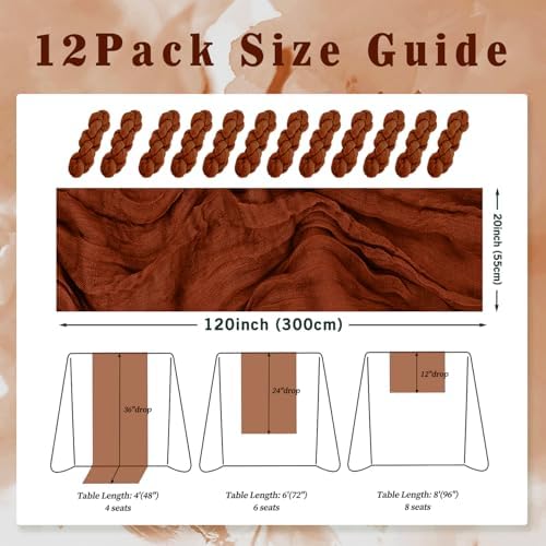 12 Pack Terracotta Cheesecloth Table Runner 10FT