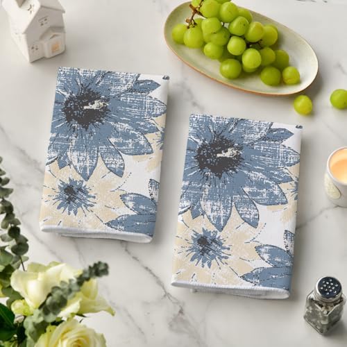 Artoid Mode Blue Floral Boho Dish Towels Set of 2