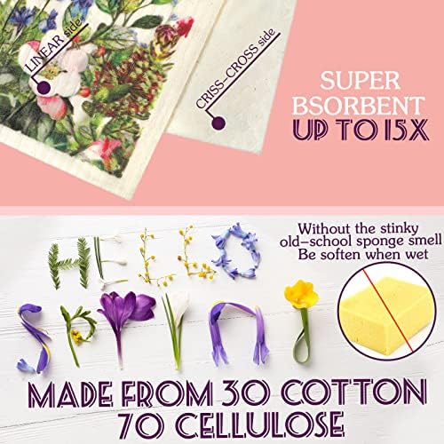 CHENGU Wildflower Dish Cloths 6 Pcs Reusable Kitchen Towels